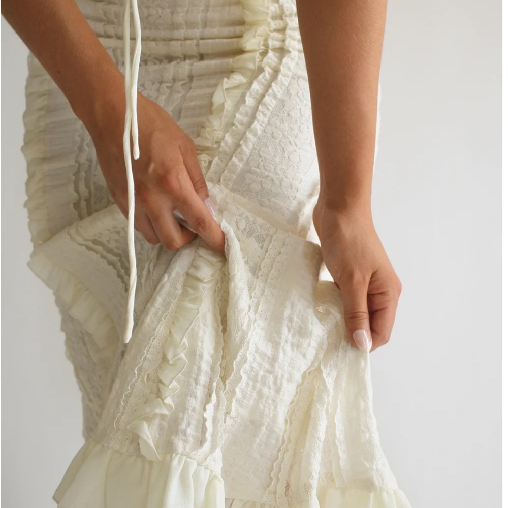 Ivory Ruffle-Trim Maxi Dress - Picture 16 of 16